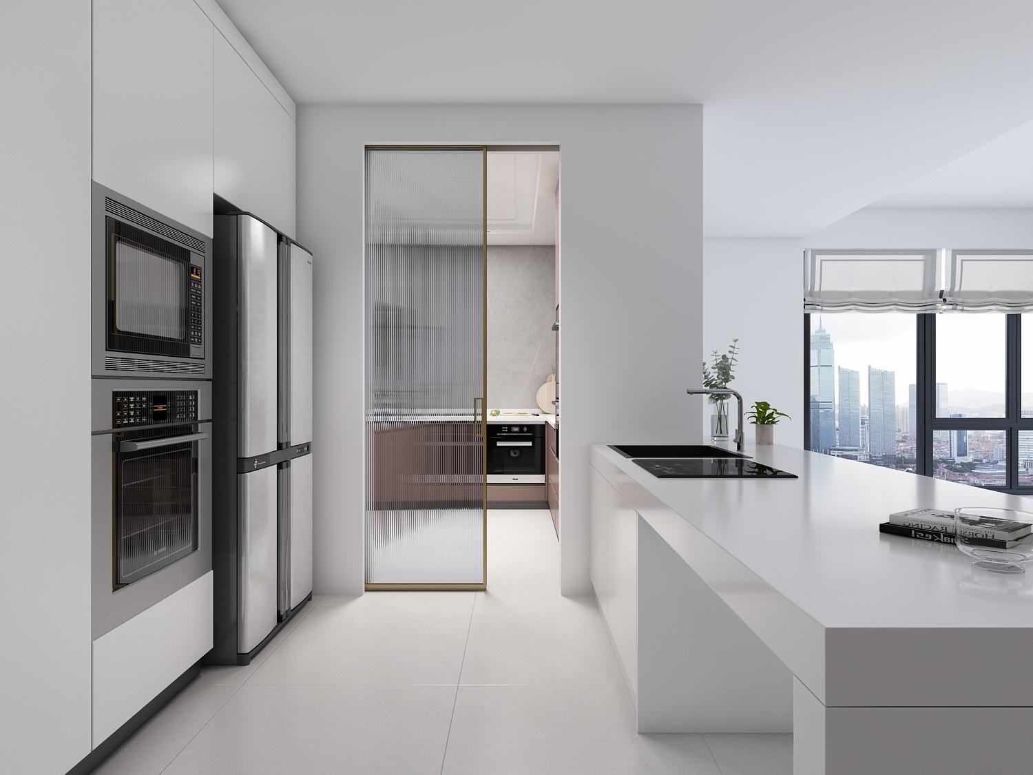 美观实用意境朦胧德立长虹玻璃全景门升级厨房质感