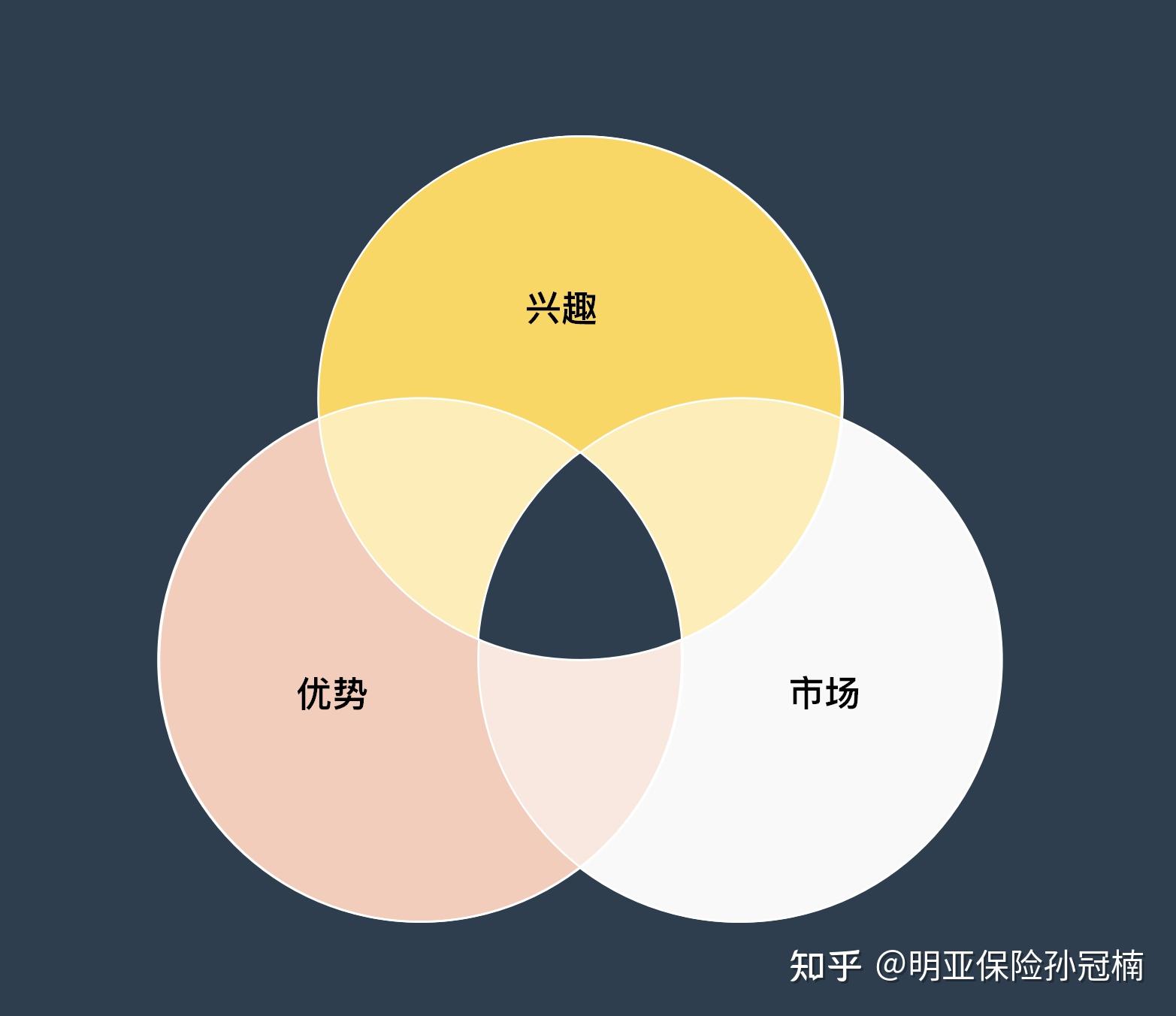 在来明亚前,我对自己进行了综合评估,从兴趣,优势,市场三圈交集的角度
