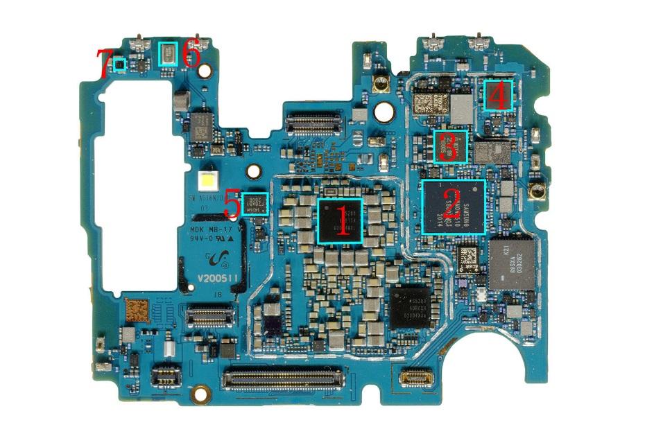 主板正面主要ic(下图):1:samsung