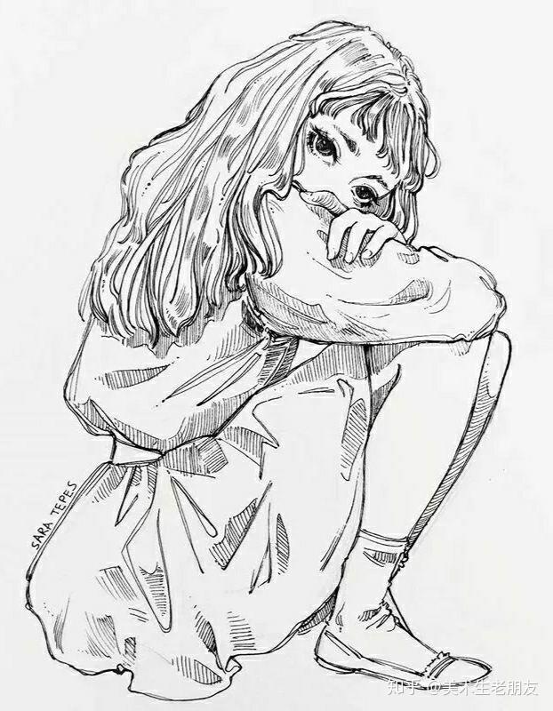 提高审美速写人物线条感极强的速写人物你能看出这是19岁少女画出来的