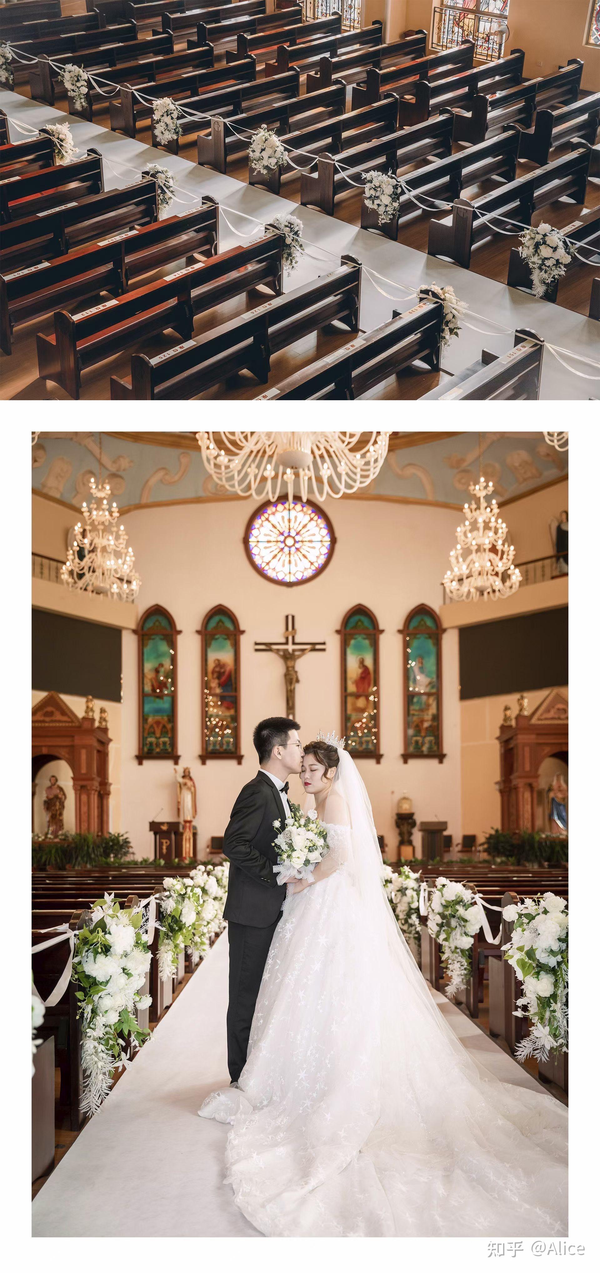 经典搭配简单的鲜花点缀满足了我对婚礼所有的幻想在庄严神圣的教堂