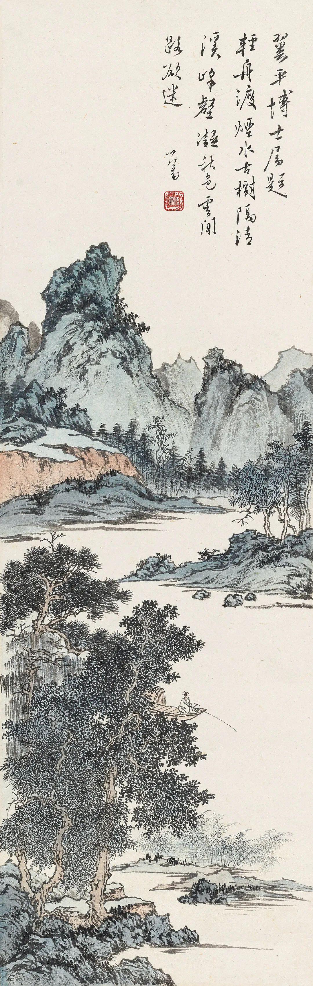 他的山水画大多有一个立意,然后进行一生二二生三三生万物的局部变化