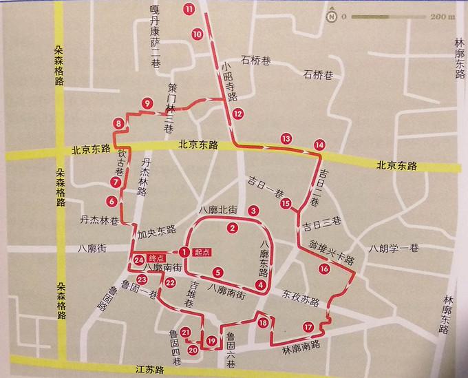 这篇攻略,将给你规划一条非常成熟的路线,按照地图,你可以走遍拉萨旧