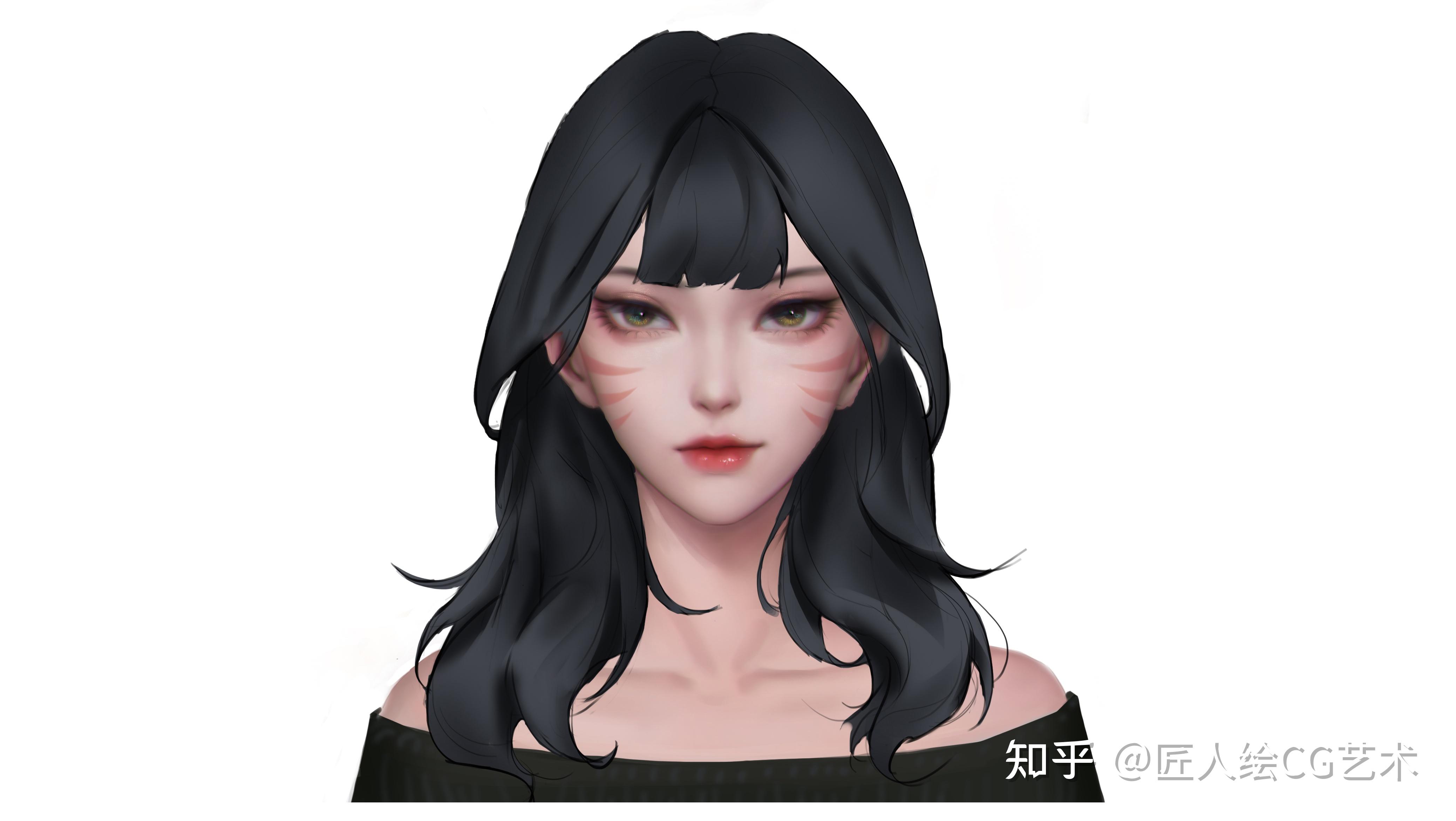 匠人绘自习室女生黑发头发绘制教程