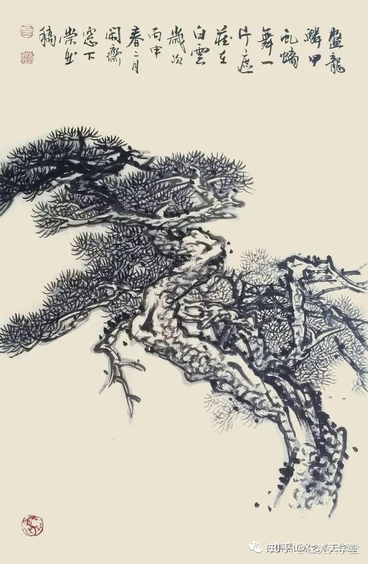 国画松树的画法视频图片