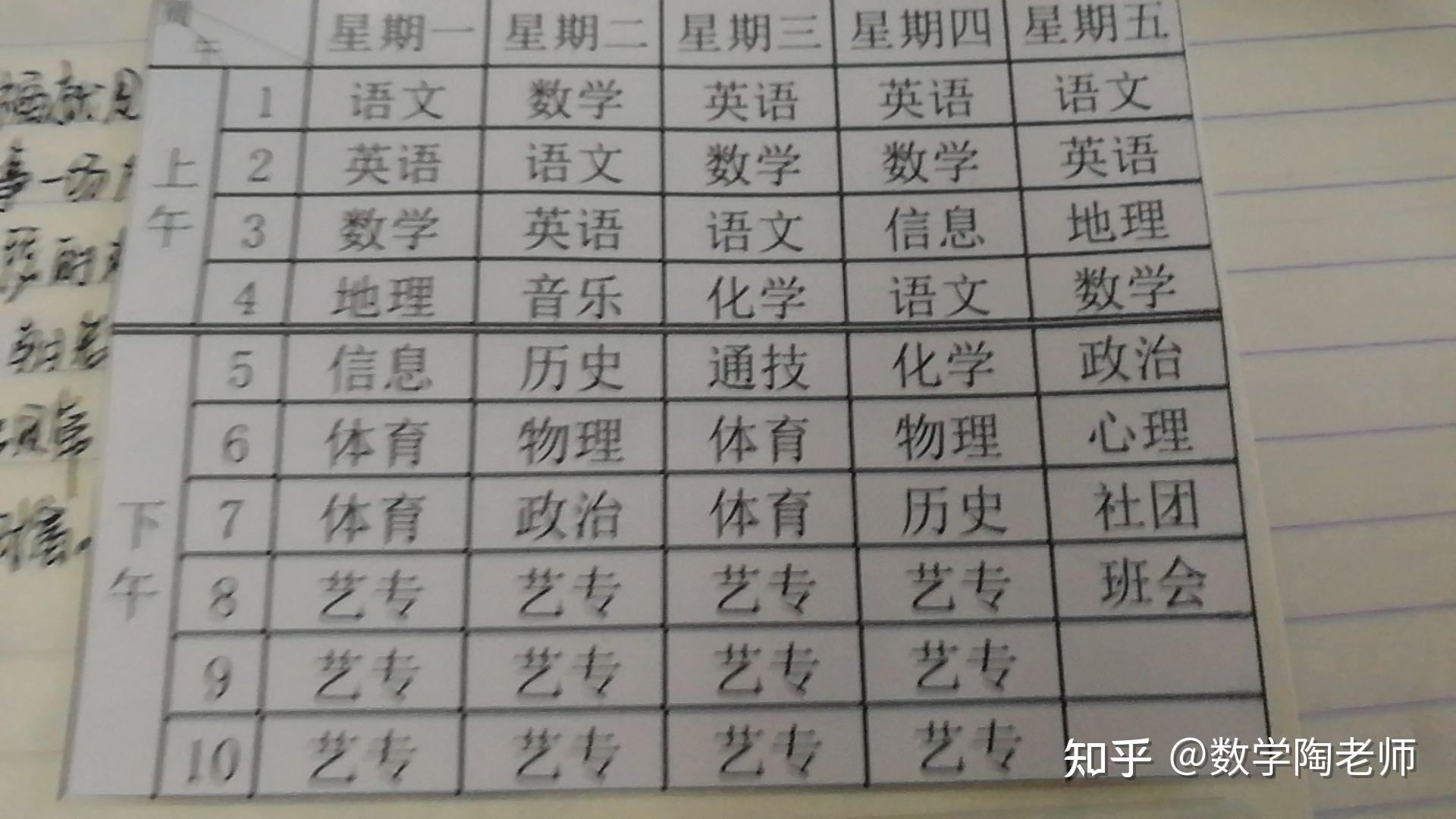 上海某普高新高一课程表 - 知乎