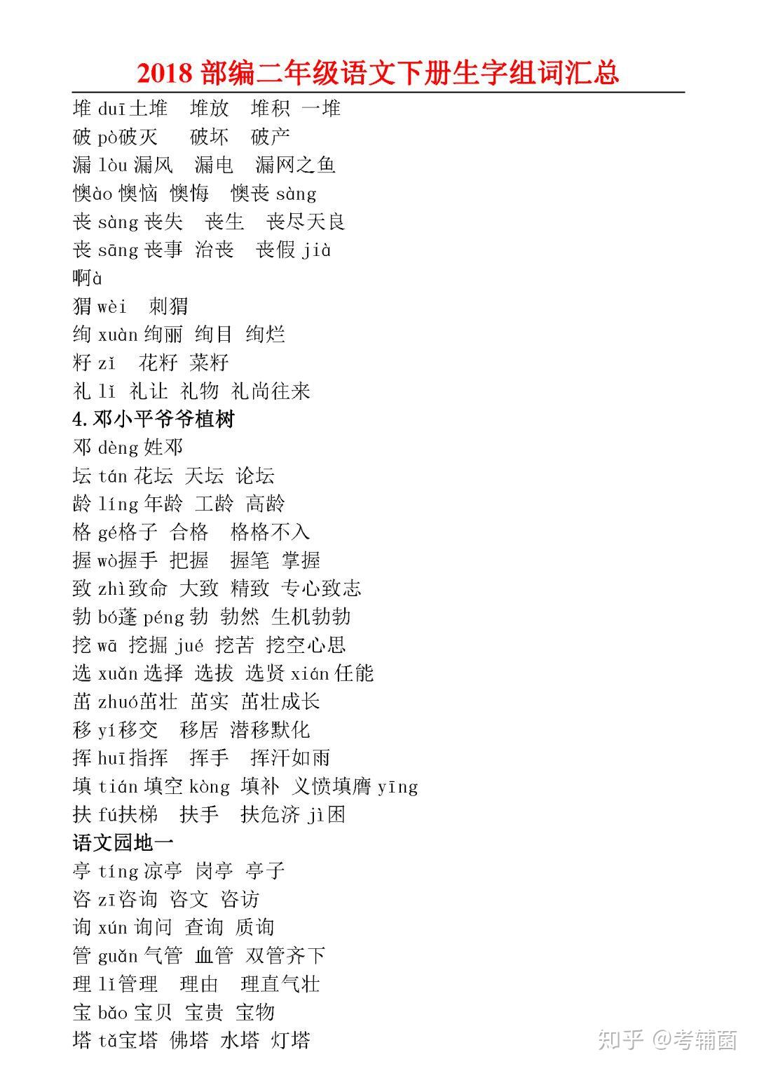 部编版1-6年级语文下册生字组词练习(可下载打印) - 知乎