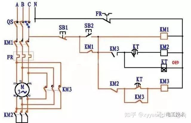 星三角降壓啟動原理電路圖