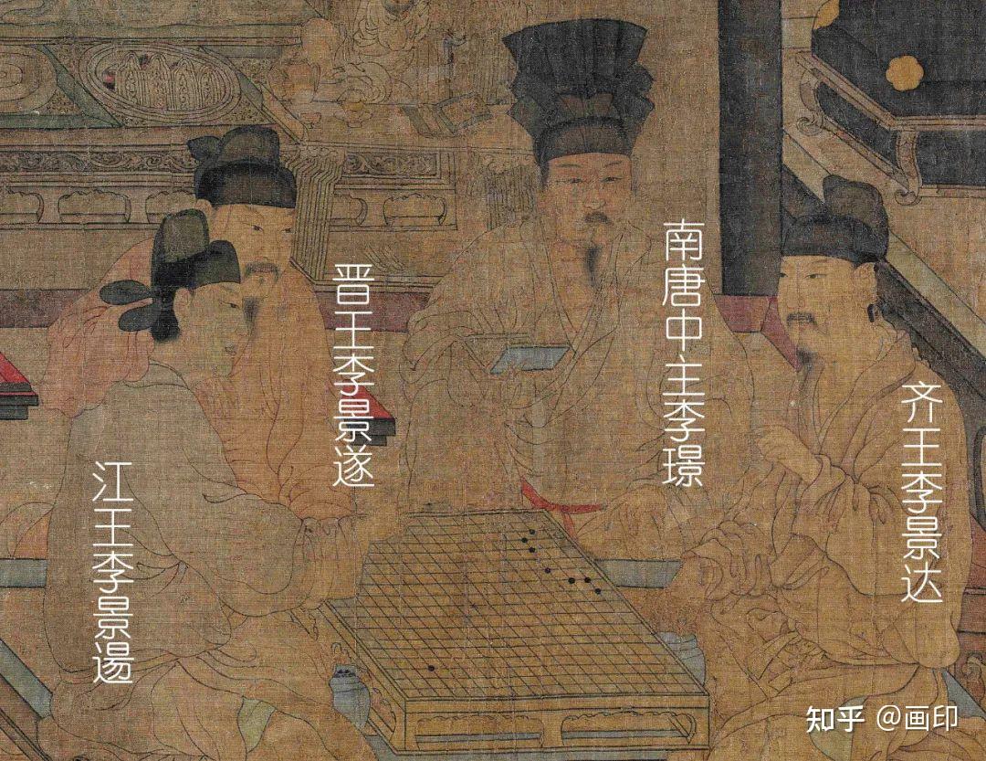 中国書画 『五代画家周文矩・重屏會碁図』肉筆絹本・掛け軸・書画立軸・