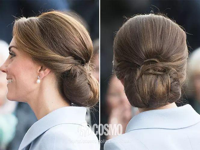 另一款凯特王妃常梳的发型是盘发,但是并不建议大家效仿.