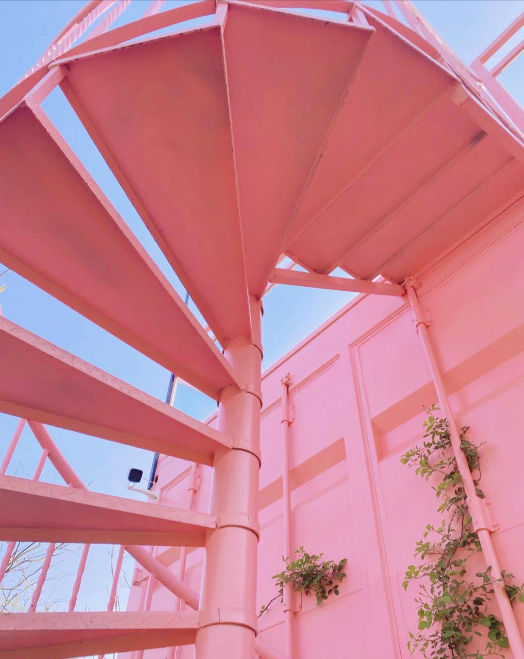 这让我有了一个冲动的想法,我想把这粉色的集装箱建筑抱回家,我想有一