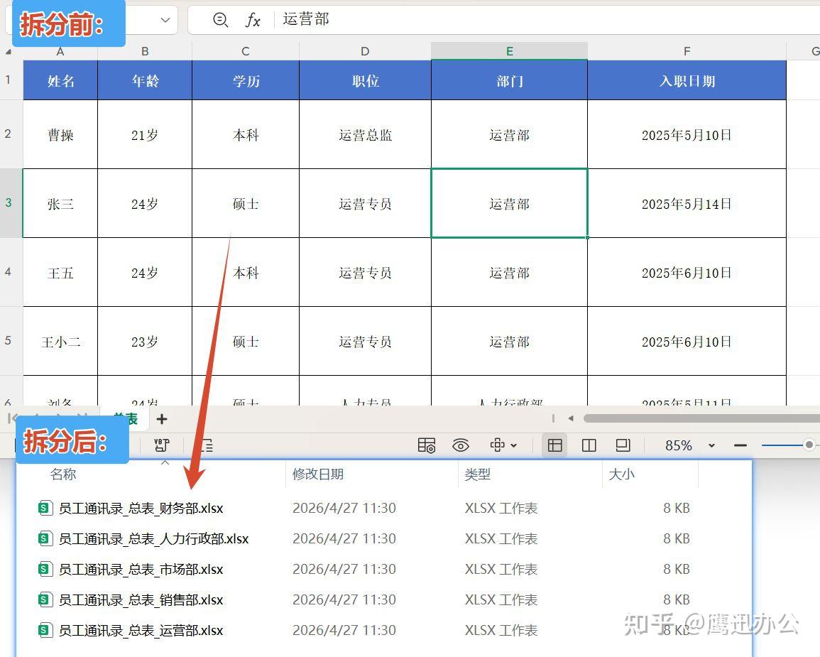 Excel怎样按某一列的内容拆分成多张单独的表格?支持多个表格批量拆分! - 知乎
