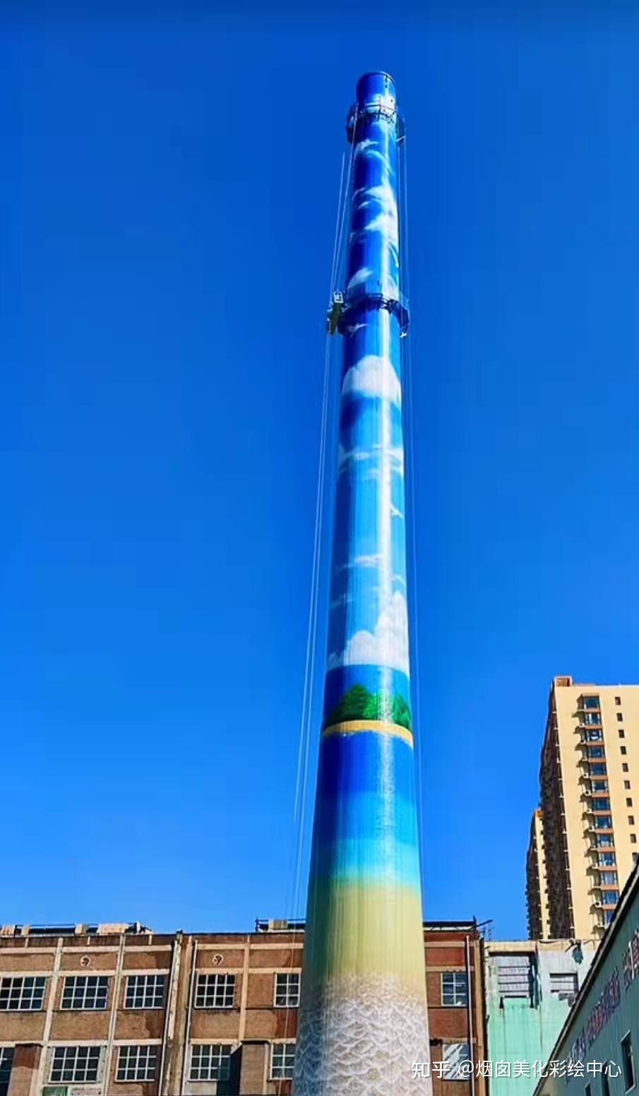 210米水泥烟囱外壁美化防腐