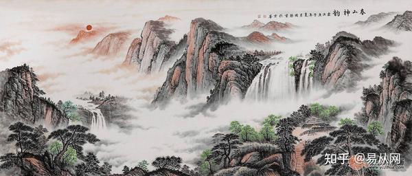 愛用 風景画 仲秋 絵画 由章 沈周山水 中国山水画 書画 肉筆 衝立屏風