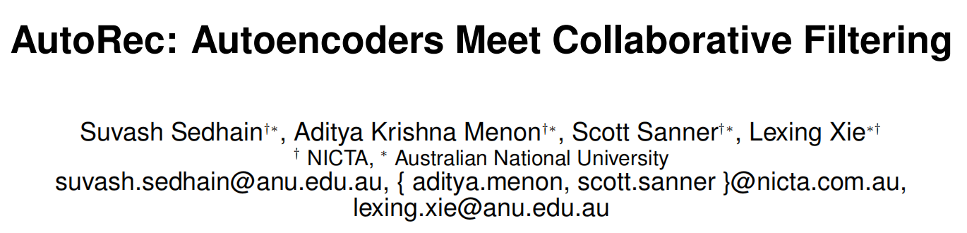 AutoRec单隐层神经网络推荐模型（WWW 2015） - 知乎