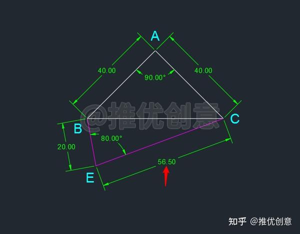 怎么画那个八十度的角?