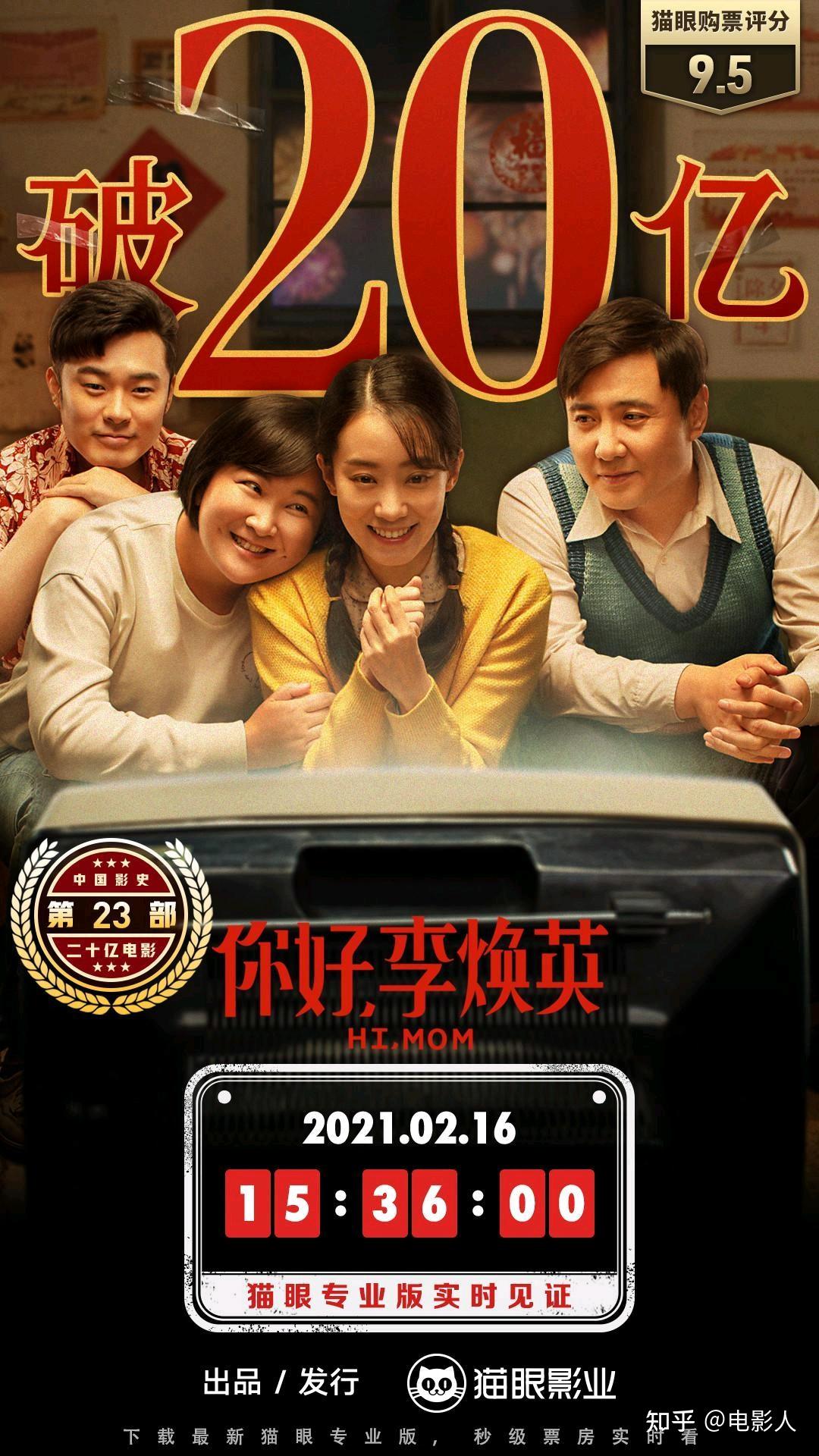 你好李焕英票房破20亿正式上映后4天7时36分中国影史第23部破20亿影片