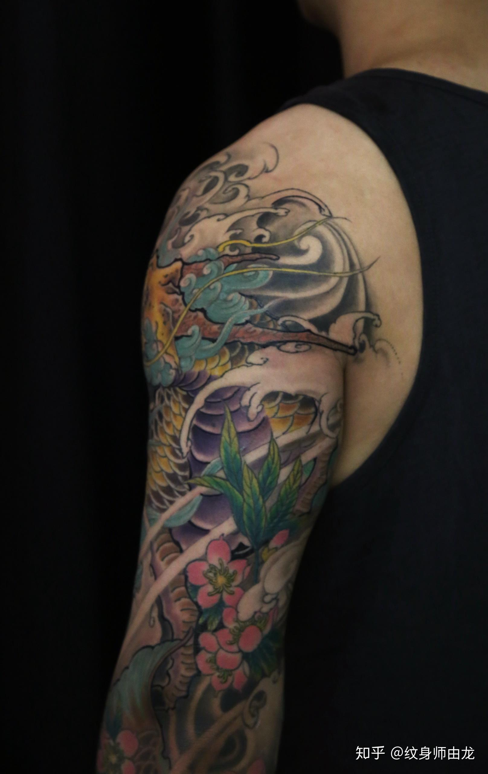 上海纹身由龙刺青作品花臂麒麟纹身 麒麟纹身设计,纹麒麟好看吗