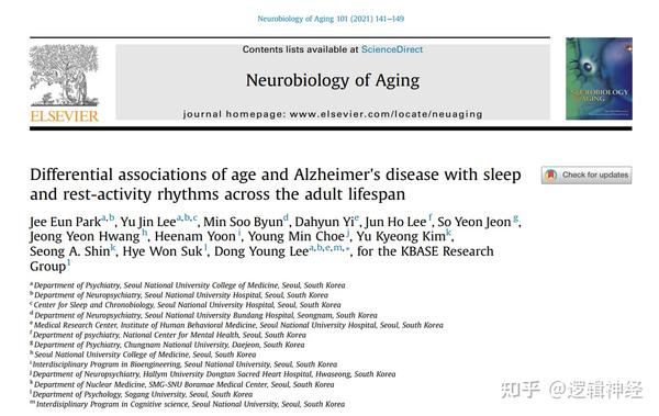 Neurobiology Of Aging︱睡眠和节律的增龄变异与病理变异 知乎 3758