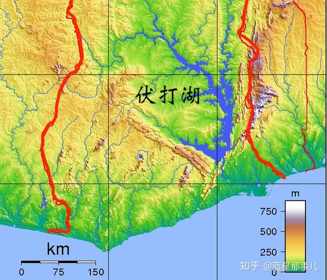 加纳全国地形南北长,东西窄;全境大部地区为平原地形,山地,高原面积较