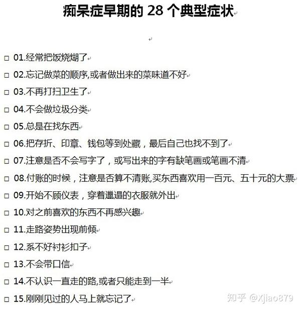 痴呆症早期的28个典型症状超过4项就要注意了