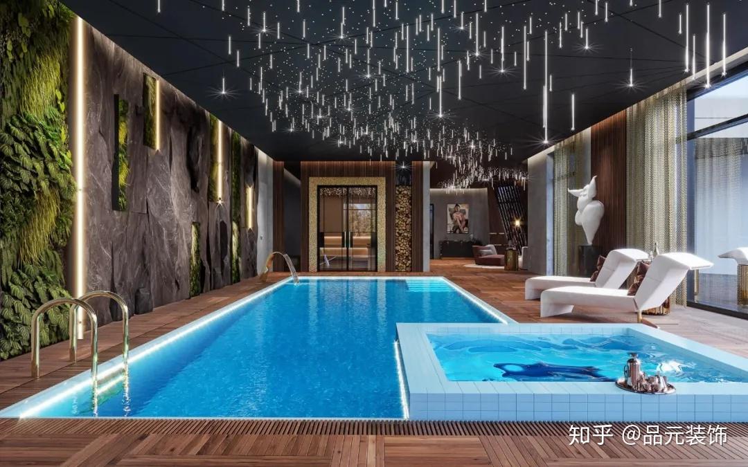 游泳池旁的休闲区实质上是第二个客厅.