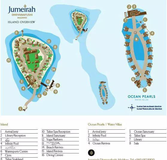 岛屿平面图:上岛方式:乘坐内陆飞机55分钟 快艇15分.