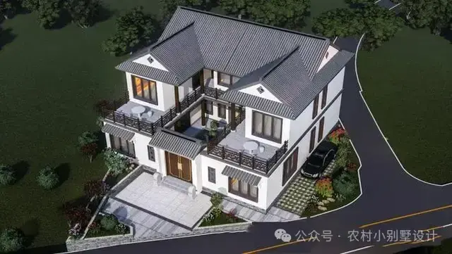 48款二层中式合院别墅,二层新中式四合院农村自建房别墅设计图 - 知乎