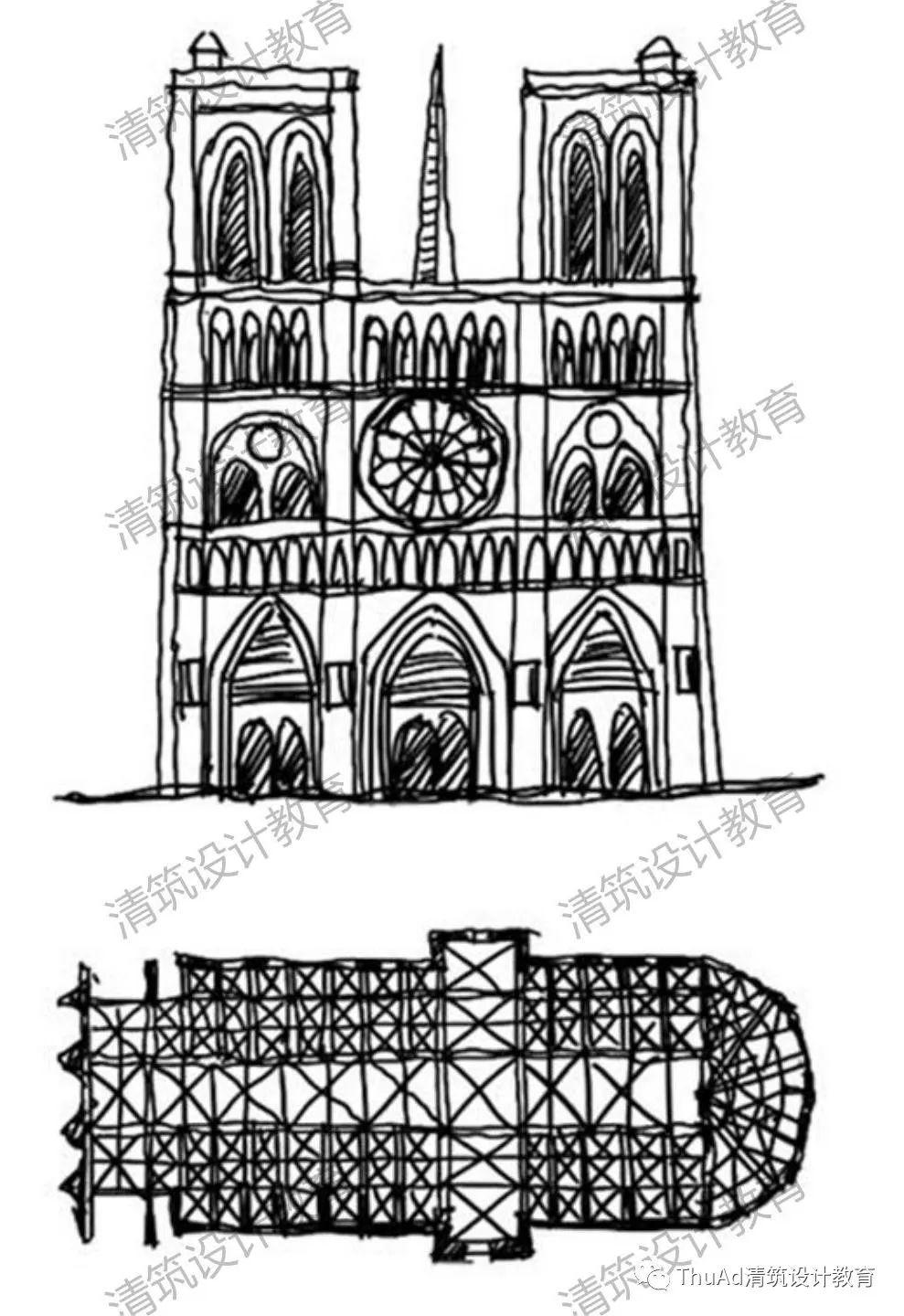 巴黎圣母院西立面简图图片