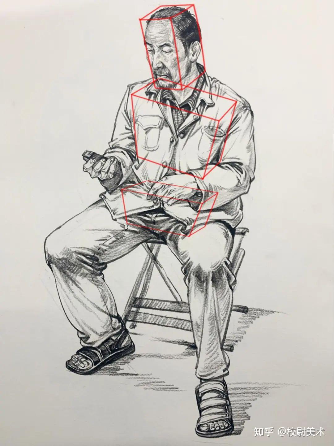 校尉美术速写教学——站,坐,蹲画法!