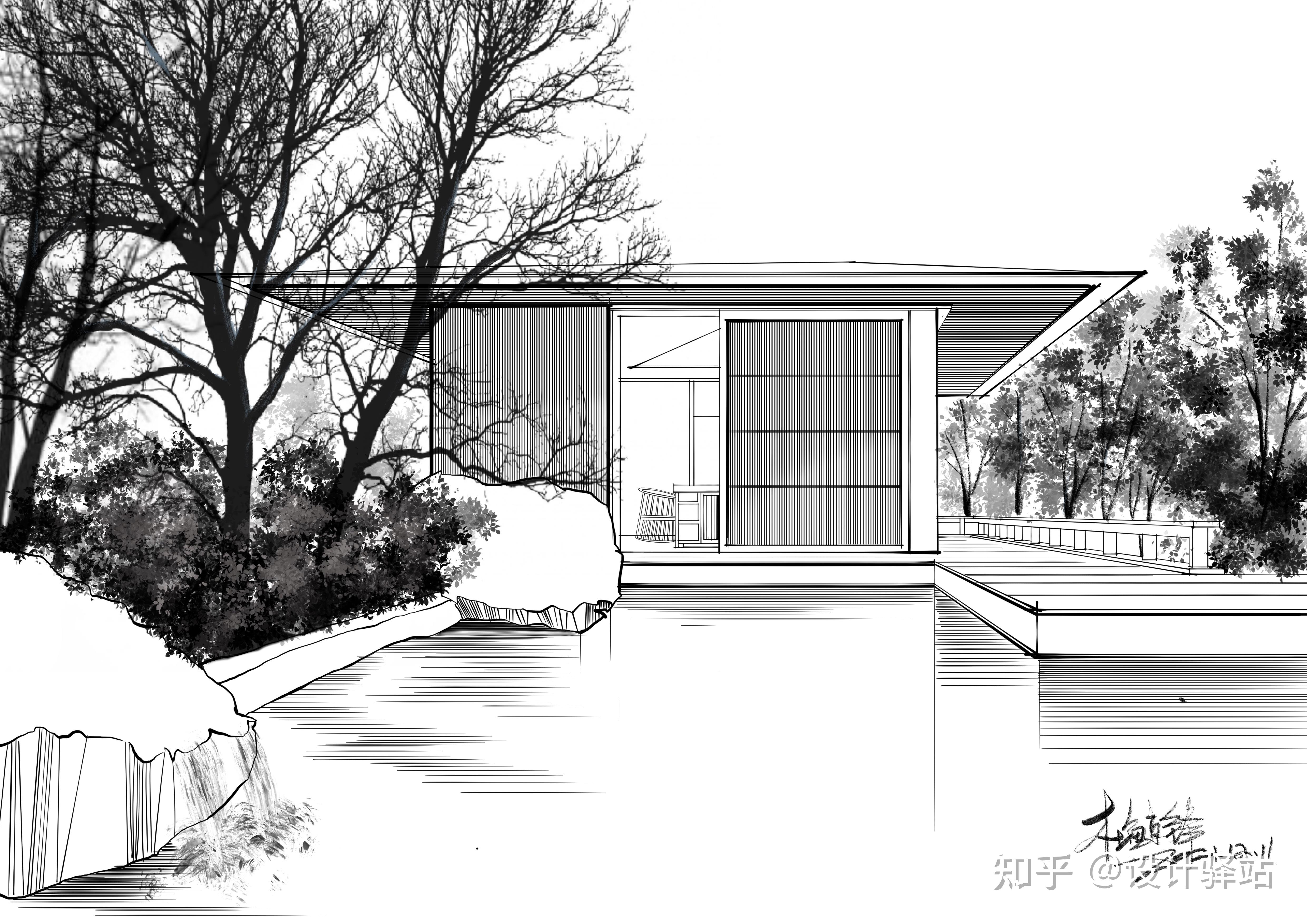 ipad景观手绘线稿到上色从哪里开始画再画哪里全网最全最细的ipad手绘