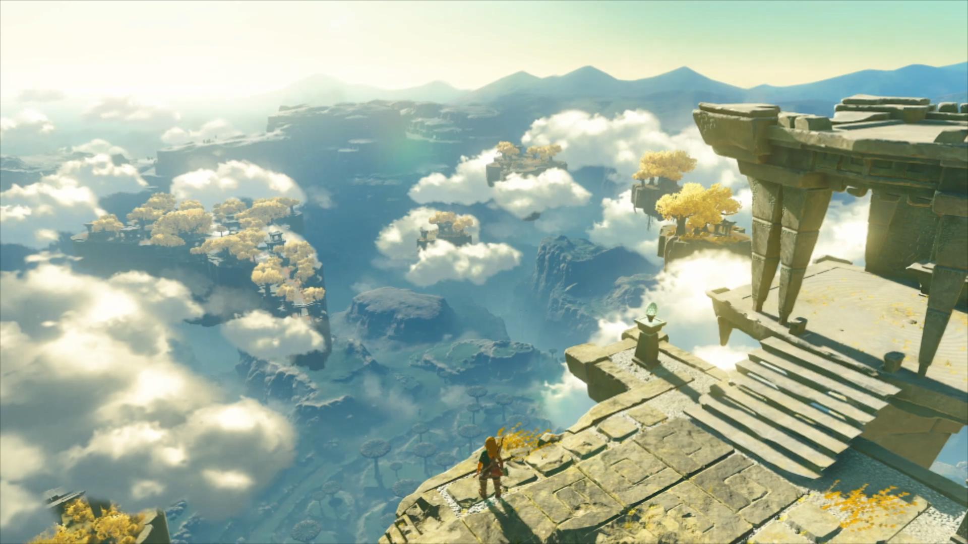 值得期待的是,本作似乎将场景扩展到了海拉鲁的天空,很多空岛都出现在