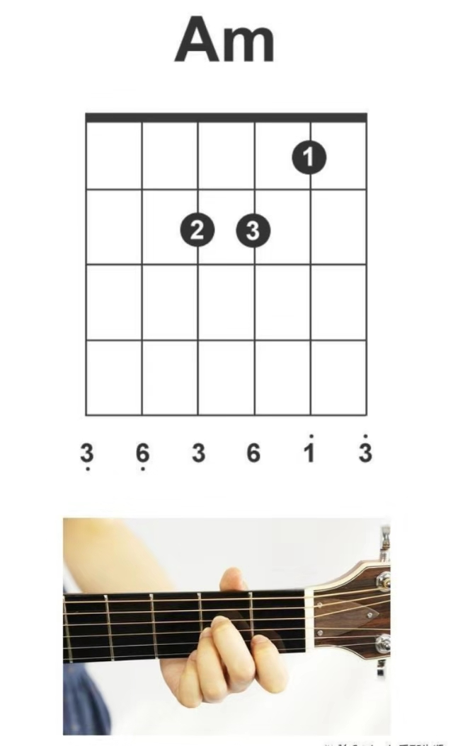 吉他am和弦指法图解图片