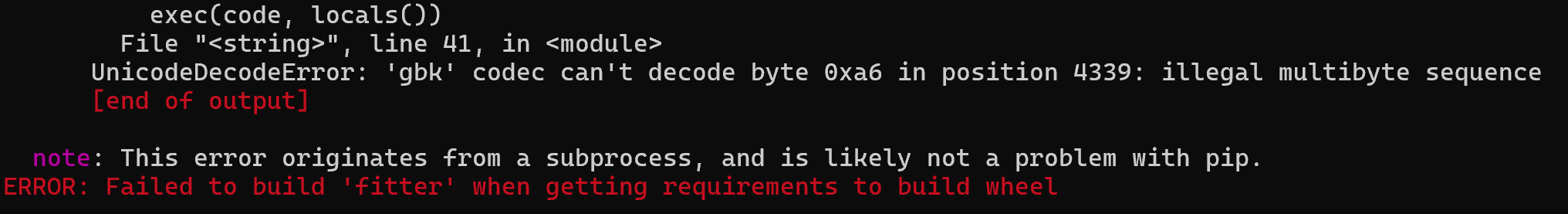 bug(encoding): unicodedecodeerror: 'charmap' codec... 使用 pip install 报错 UnicodeDecodeError: 'gbk' codec can't decode byte ...