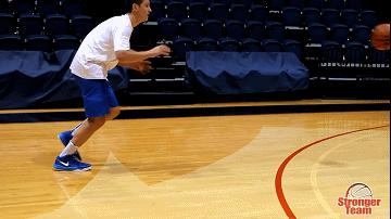 一步顺势传球传出球时掌心向外,大拇指向下002  单手击地传球双手持球