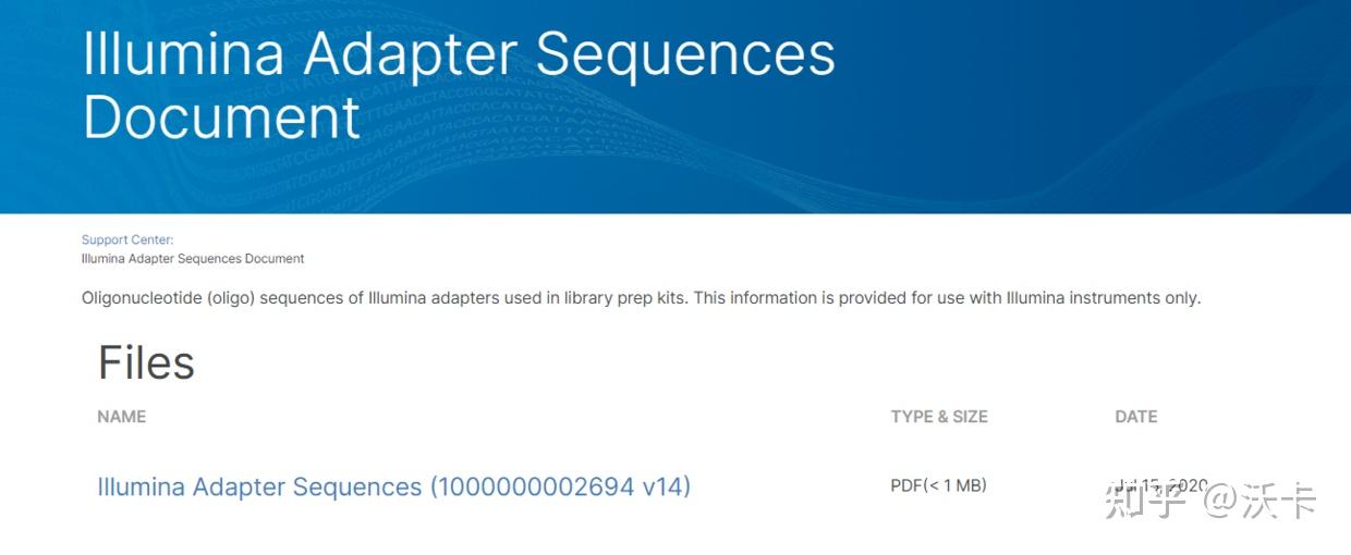 找 adapter 序列 illumina - 知乎