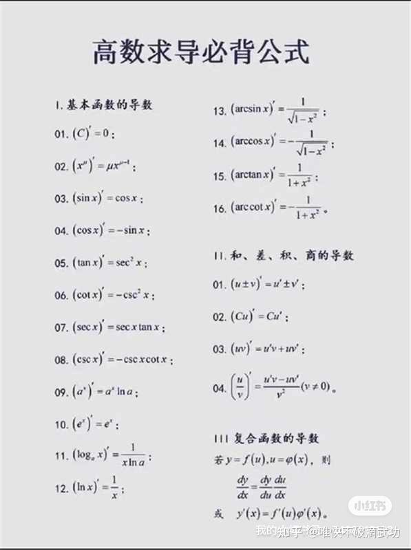高数求导必背公式 - 知乎