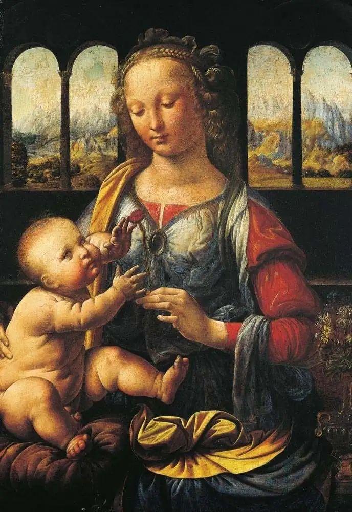 列奥纳多·达·芬奇《康乃馨圣母》约1473—1478木板油画62×47