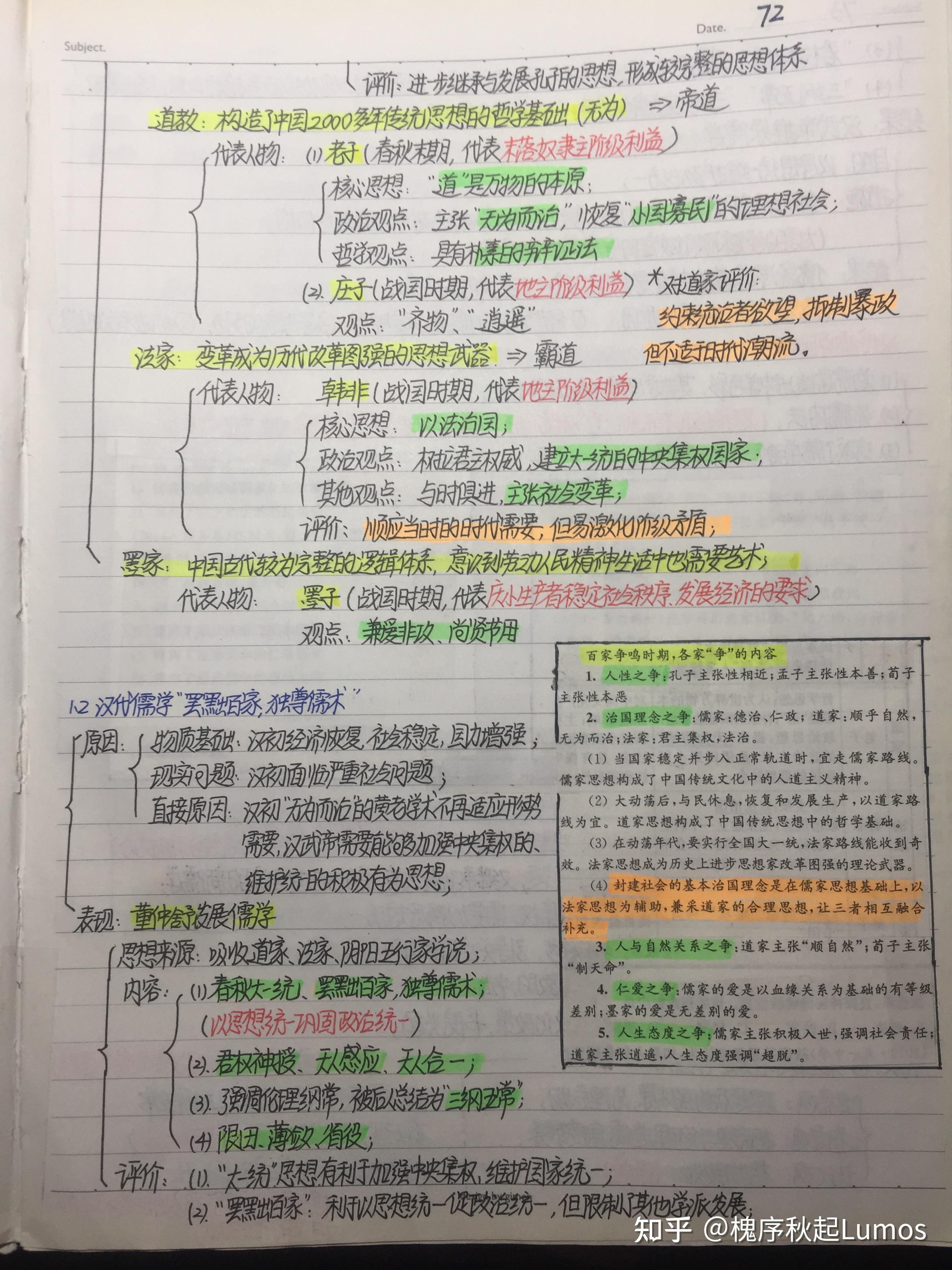 高中历史笔记3必修三文化史手写笔记