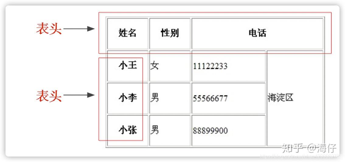 表头标签