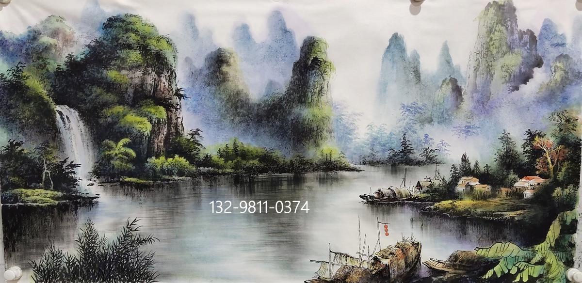 周国民彩墨山水画秀雅苍润平和闲适