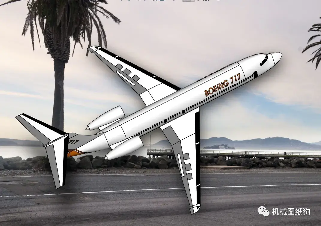 飞行模型波音717200飞机模型3d图纸solidworks设计