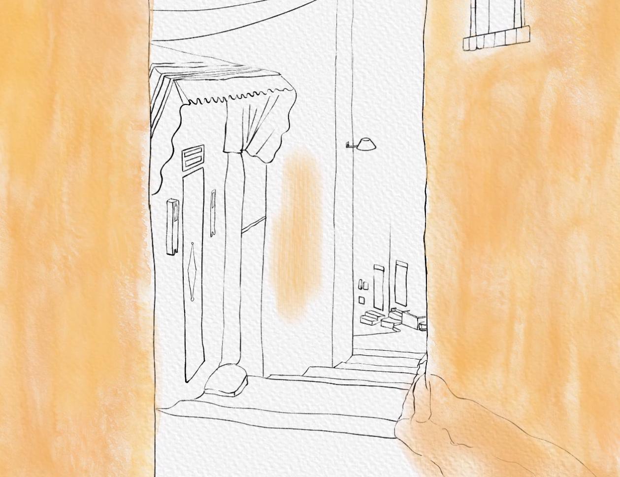 温馨的小巷水彩画分享