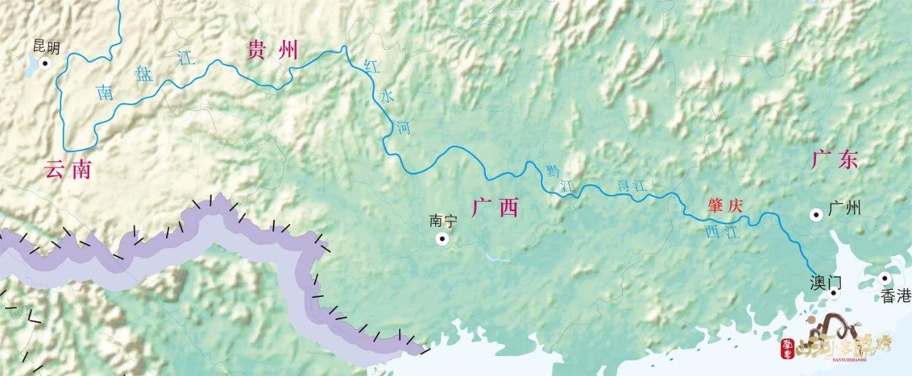 从地图上看肇庆西边是两广边界东边又直抵珠三角其间,一条清晰的脉络