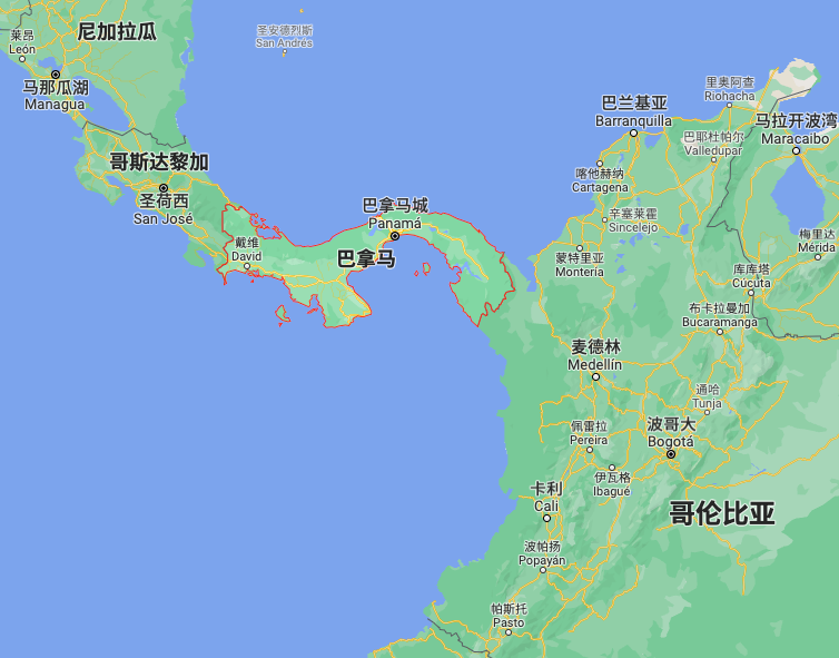 巴拿马地图，图源：谷歌地图