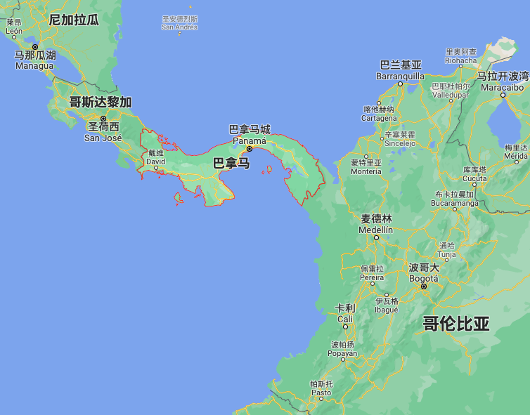 巴拿马地图,图源:谷歌地图