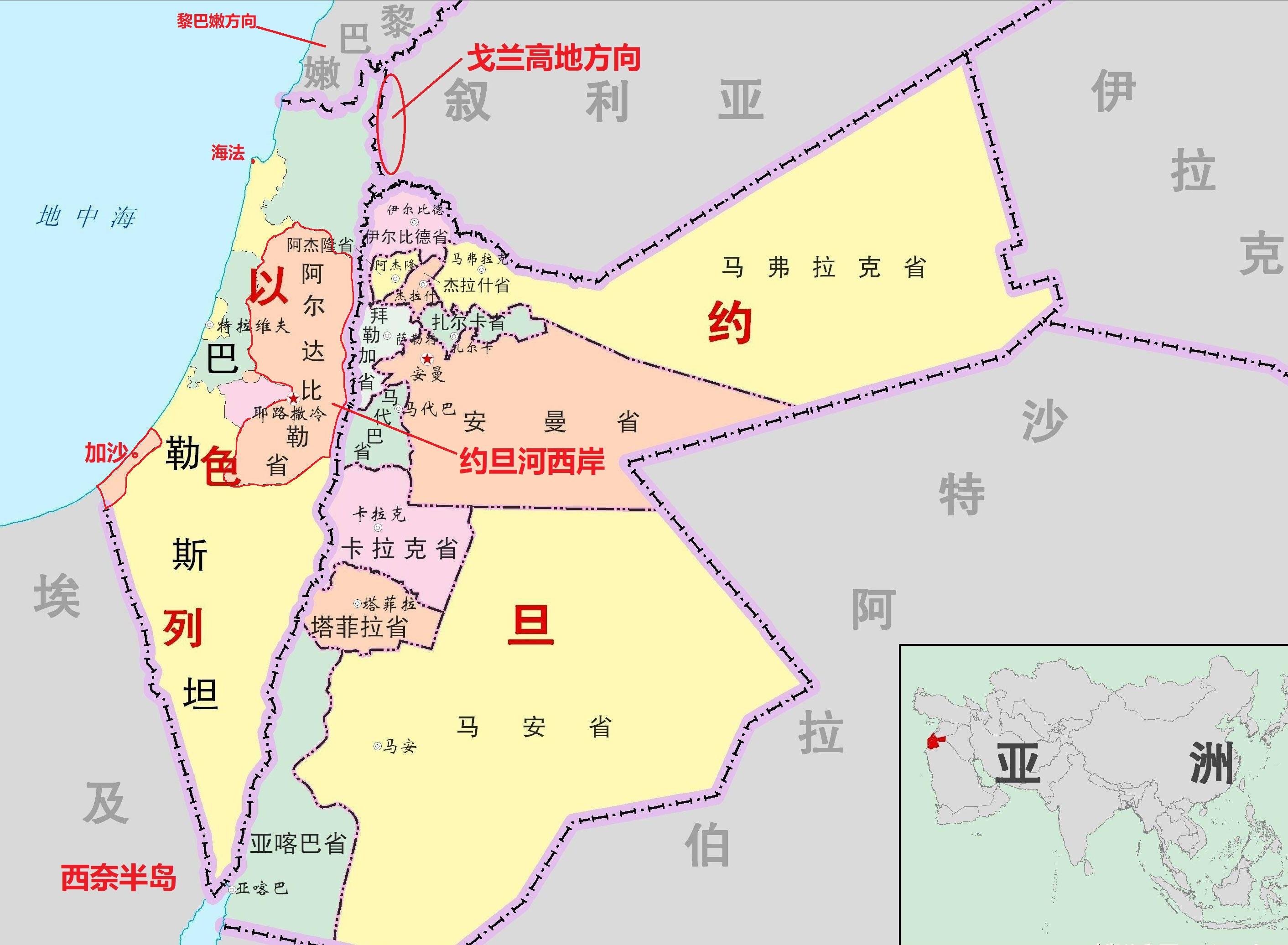 巴以最新地图中文版图片