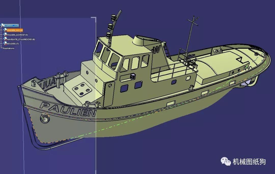 海洋船舶paulien拖輪模型3d圖紙stp格式