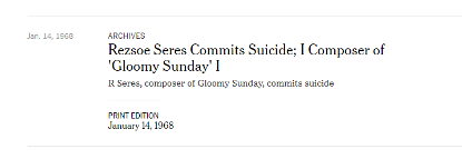 （1968 年 1 月 14 日《纽约时报》对塞莱什自杀的报道）