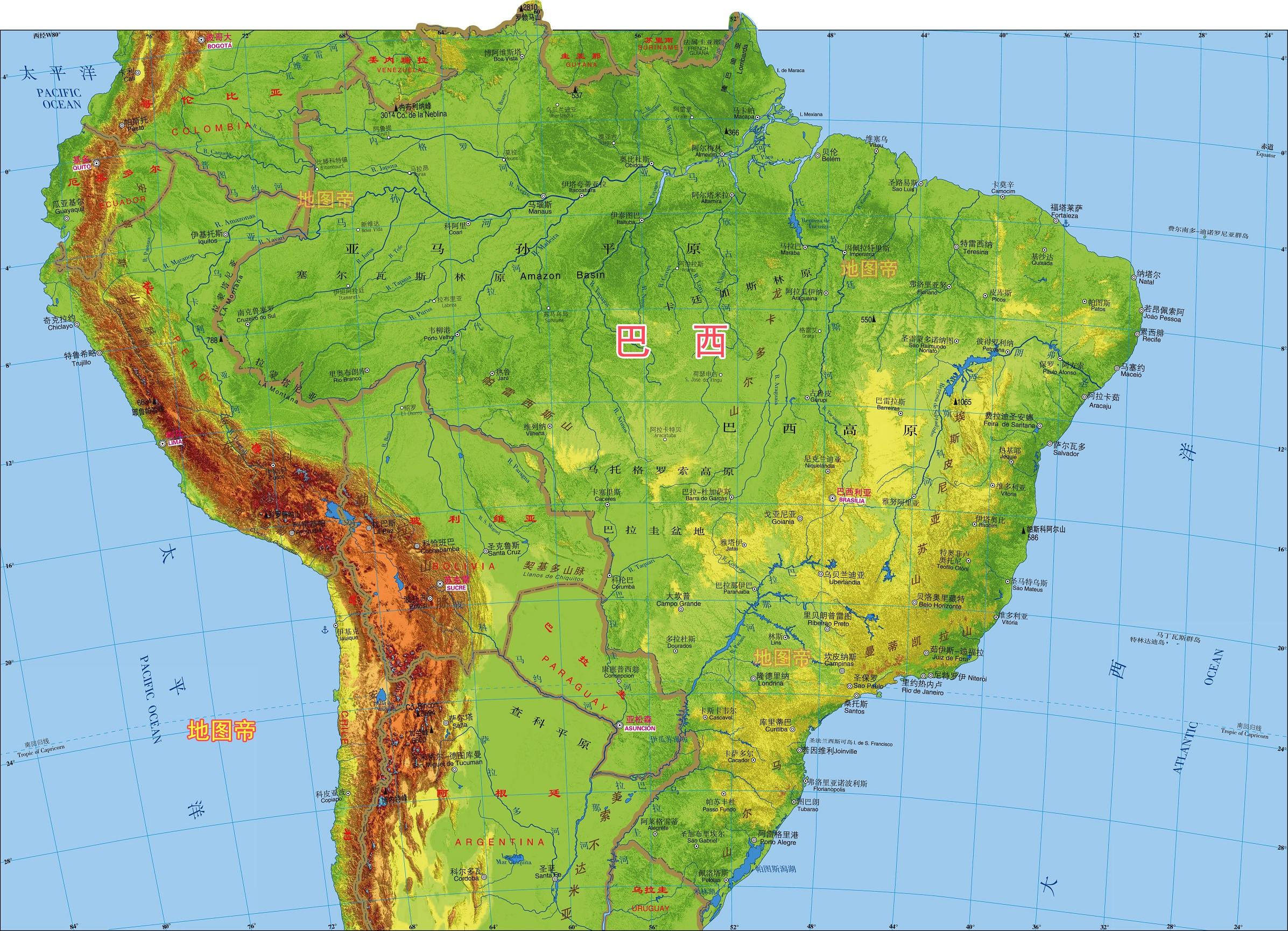 巴西高原地形图图片